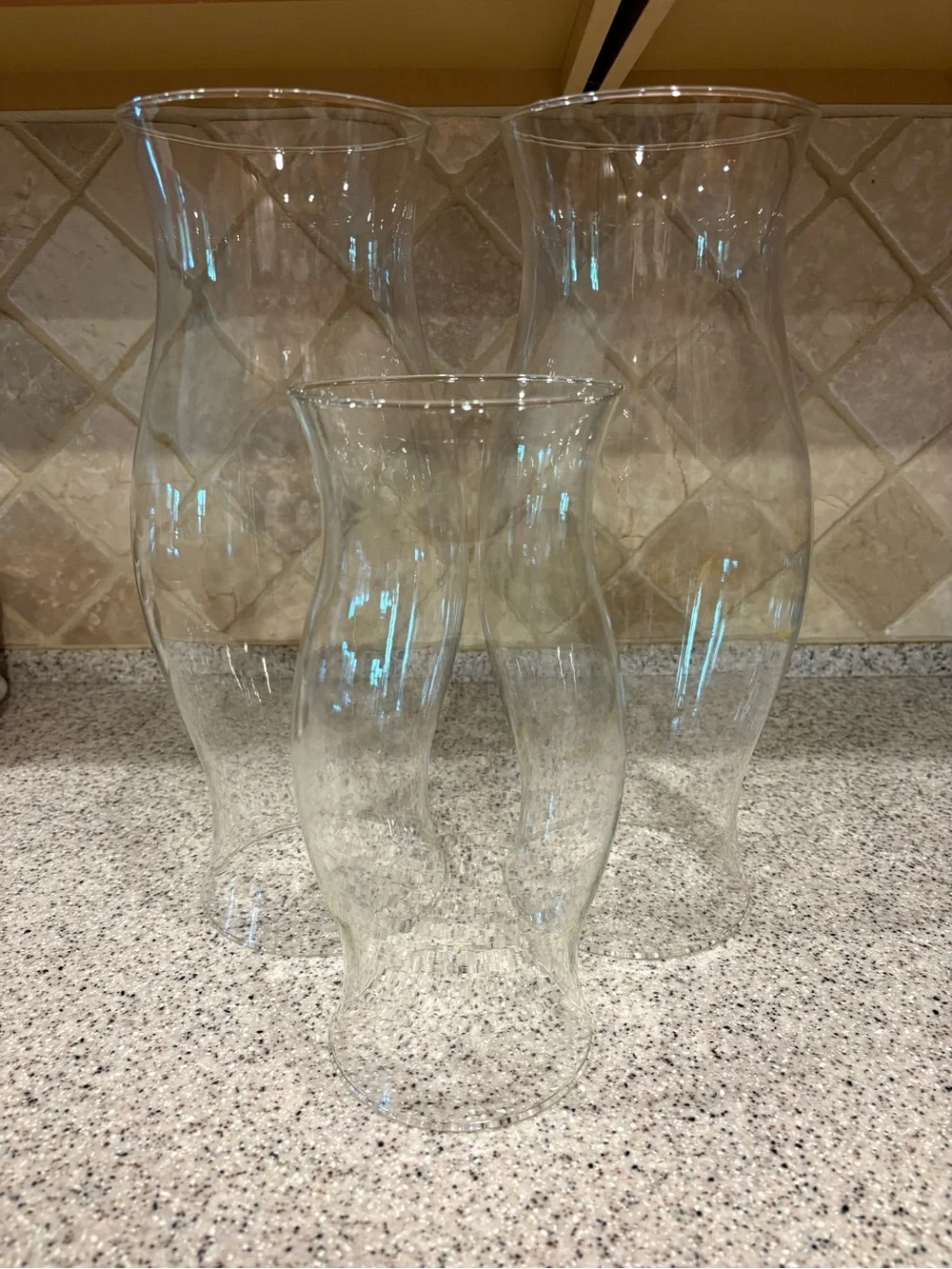 Clear Glass Hurricane Vase - Elegant Curved Design